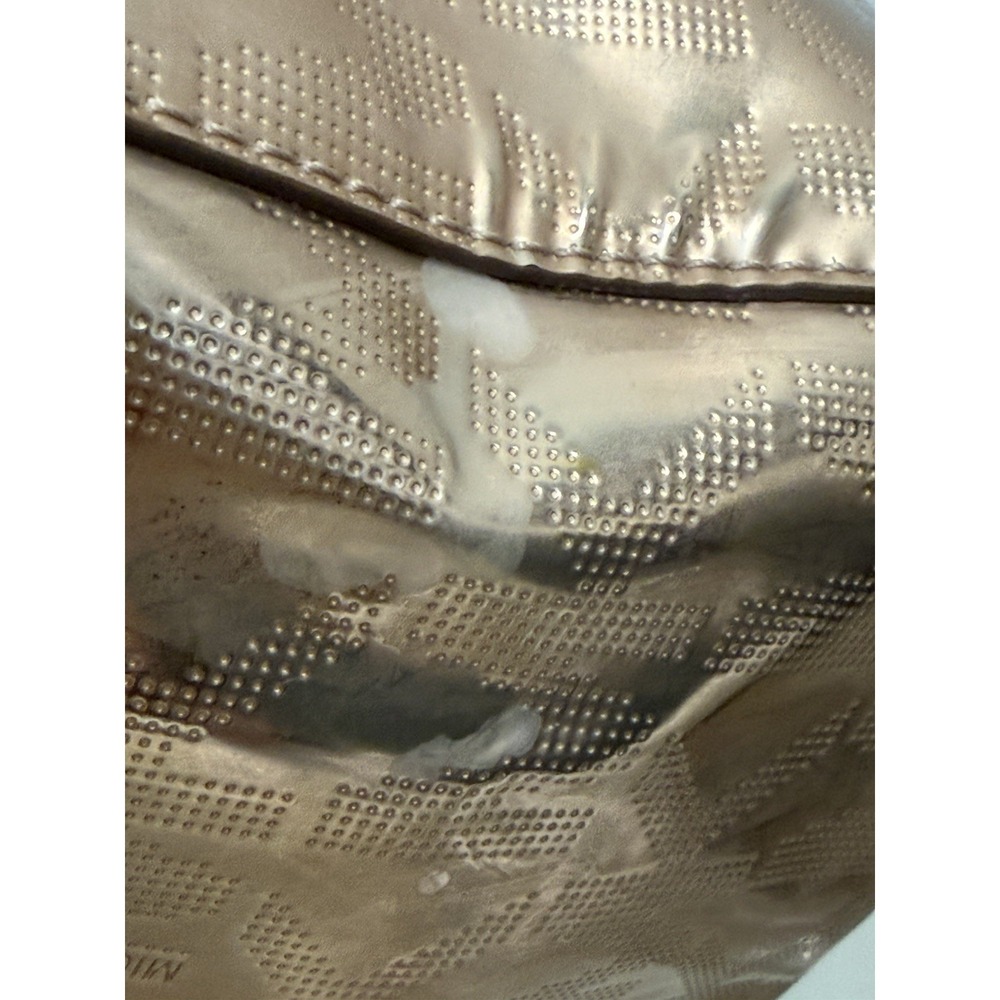 Michael Kors Grayson Satchel Rose Gold Mirror Metallic Logo Monogram Bag Y2K - Picture 5 of 16